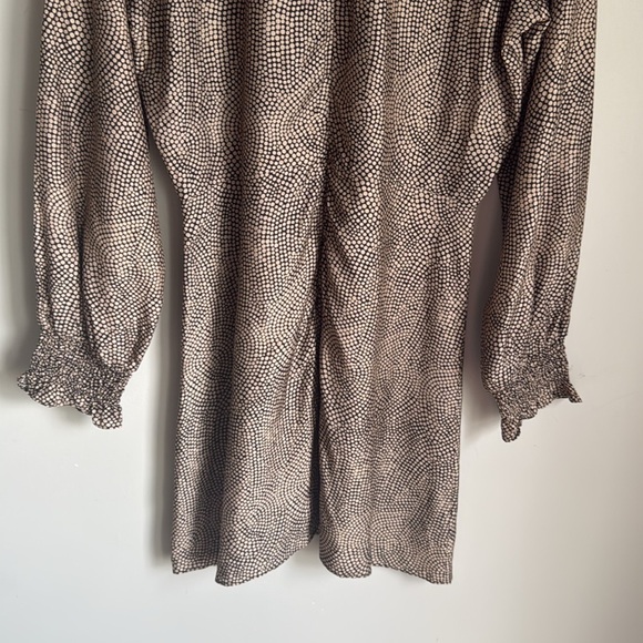 NEW Caballero Anthro High Neck Long Sleeve Micro Dot Silk Dress Medium - Picture 7 of 10